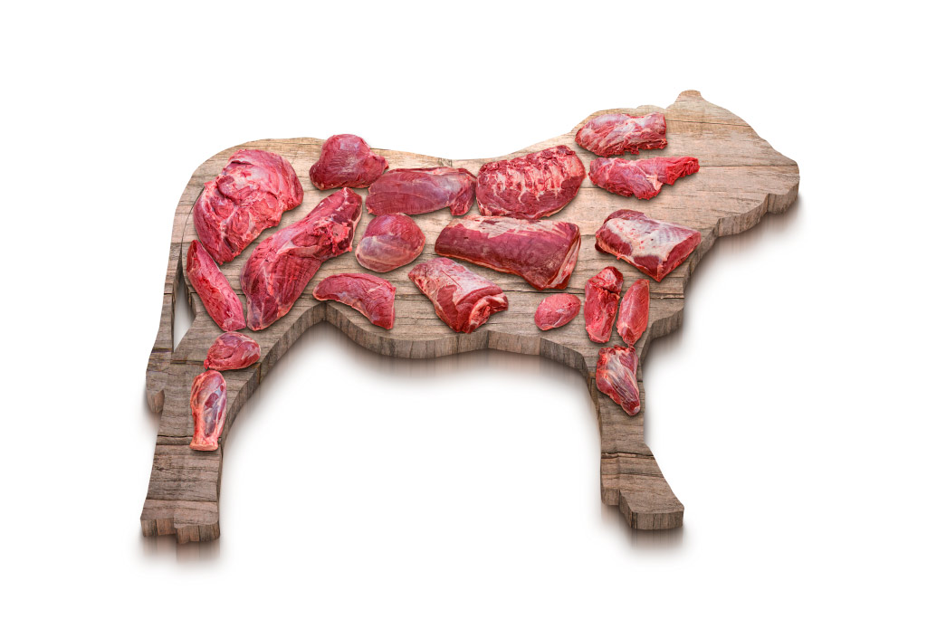 Diversi tagli di carne bovina